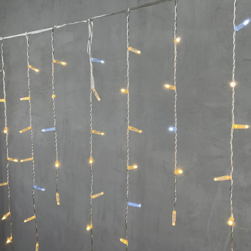 Светодиодная бахрома с колпачком 3,2*0,9 м., 180 теплых белых LED ламп, мерцание, прозрачный провод ПВХ, IP65, LTC (PIL180BLWCAP-10-2WW) в Санкт-Петербурге