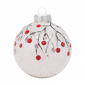 Стеклянный шар Зимняя рябина 85 мм., в подарочной упаковке, Коломеев (КУ-85-204104)