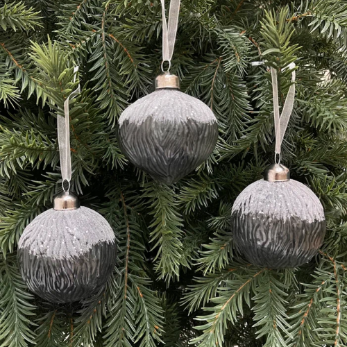 Набор винтажных стеклянных украшений Зимний сон 80 мм., серо-белый, 9 шт., Christmas DeLuxe (13119)