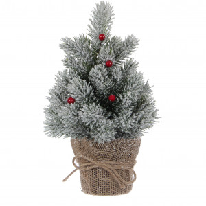 Декорированная елочка в горшочке с ягодами 30 см, заснеженная (83066)