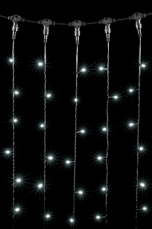 Светодиодный занавес 1*9 м., 900 белых LED ламп, черный провод ПВХ, LTC (PCL901-11-2W)