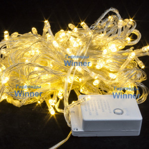 Светодиодная нить 20 м., 220V, 300 теплых белых LED ламп, контроллер, прозрачный провод, Winner (ww.01.5T.300-)