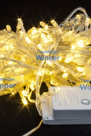 Светодиодная нить 20 м., 220V, 300 теплых белых LED ламп, контроллер, прозрачный провод, Winner (ww.01.5T.300-)