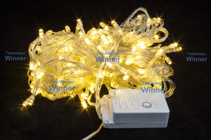 Светодиодная нить 20 м., 220V, 300 теплых белых LED ламп, контроллер, прозрачный провод, Winner (ww.01.5T.300-)
