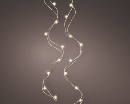 Светодиодная нить Роса 100 теплых белых LED ламп, 4.95 м., на батарейках, серебряный провод, Kaemingk (483755)