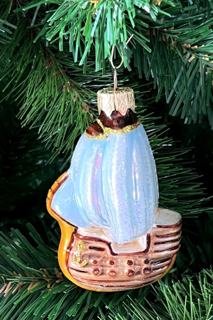 Елочное украшение Парусник, стекло, 9 см., 1 шт., Витус (А211)