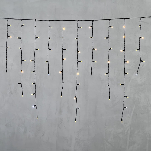 Светодиодная бахрома с колпачком 3,2*0,9 м., 180 теплых белых LED ламп, мерцание, черный провод ПВХ, IP65, LTC (PIL180BLWCAP-11-2WW)