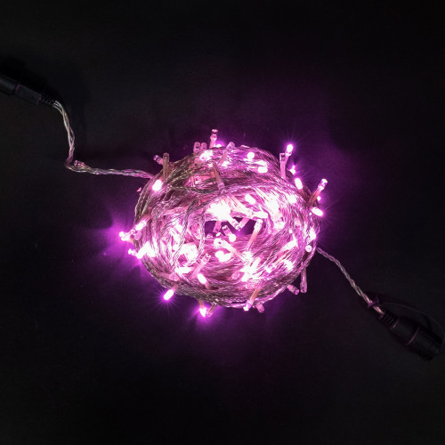 Светодиодная гирлянда с возможностью динамики 20 м., 200 светло-розовых LED ламп, 24V., прозрачный силиконовый провод, IP65, Beauty Led (EST200-3W10-1BP)