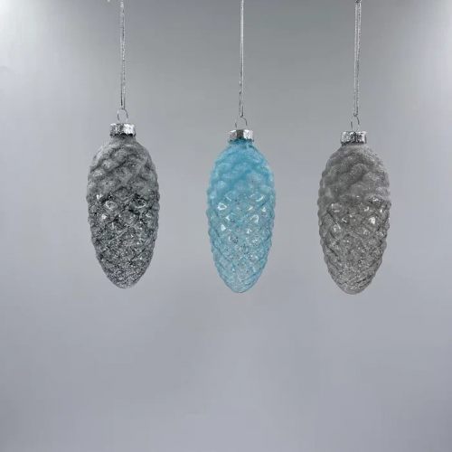 Набор стеклянных шишек Лесная прохлада 10*5 см.,12 шт., Christmas DeLuxe (13117)