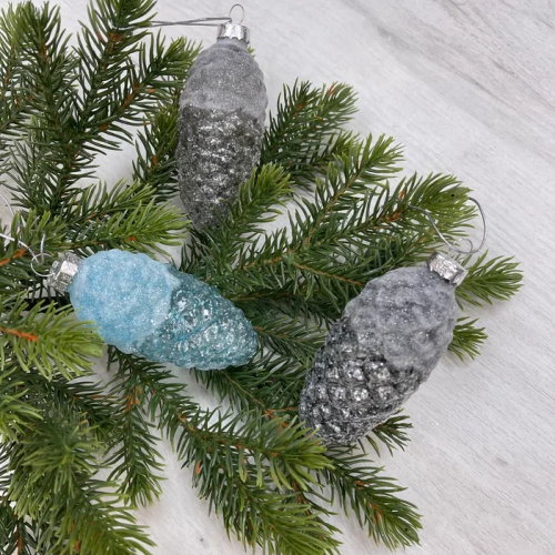 Набор стеклянных шишек Лесная прохлада 10*5 см.,12 шт., Christmas DeLuxe (13117)