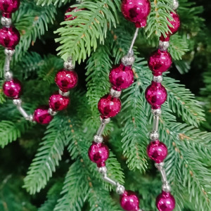 С102/3 Елочное украшение Бусы №6, розовые, Ёлочка