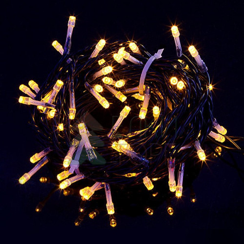 Светодиодная нить 100 желтых LED ламп, 10 м., 24В., черный провод ПВХ, LTC (PST100-11-1Y)