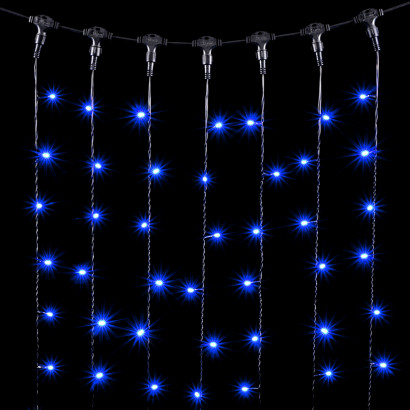 Светодиодный занавес 1*9 м., 900 синих LED ламп, черный провод ПВХ, Beauty Led (PCL901-11-2B)
