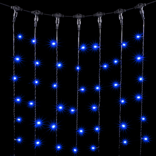 Светодиодный занавес 1*9 м., 900 синих LED ламп, черный провод ПВХ, Beauty Led (PCL901-11-2B)