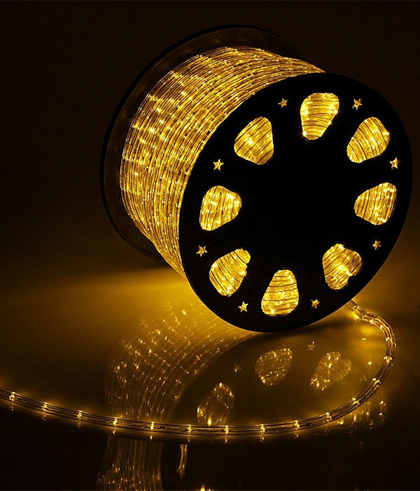 Дюралайт всесторонний круглый диаметр 13 мм., 220V, фиксинг, желтые LED лампы 36 шт на 1 м, Beauty Led (F3-H2-220V-Y) в Белгороде