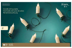 Светодидная гирлянда Тающая свеча 6 м., 220 V, 16 LED ламп теплого свечения, зеленый ПВХ провод, Kaemingk (490830)