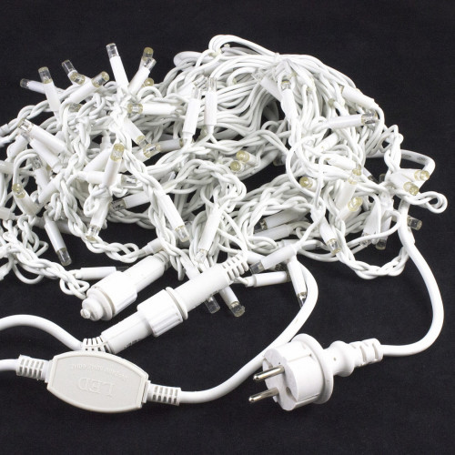 Светодиодная мерцающая бахрома 3*0.6 м., 220V, 100 холодных белых LED ламп, белый каучук, соединяемая, Winner Light (w.02.7W.100+)