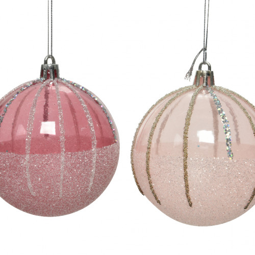 Набор пластиковых шаров Искры Любви 80 мм., розовый, 12 шт,  Kaemingk (020978)