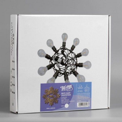 Гирлянда белт-лайт Лампочки 5 м., IP44, УМС, тёмная нить, 10 LED, свечение белое, 220 В., Luazon Lighting (7989825) в Санкт-Петербурге