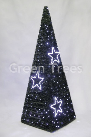 Хвойный конус зеленый 0,8 м. c LED лампами, квадратное сечение, ПВХ, Green Trees (GT0,8KONKVLED)