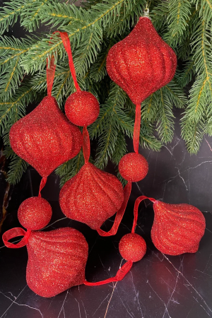 Гирлянда Праздничная 116 см., диаметр 9 см., красная, пенопласт, Christmas DeLuxe (89416) 