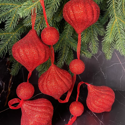 Гирлянда Праздничная 116 см., диаметр 9 см., красная, пенопласт, Christmas DeLuxe (89416) 