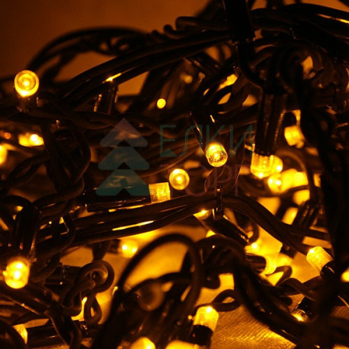 Светодиодная гирлянда Sealed 10 м., 220V., 100 желтых LED ламп, черный каучук, Beauty Led (LL100-1-2Y)