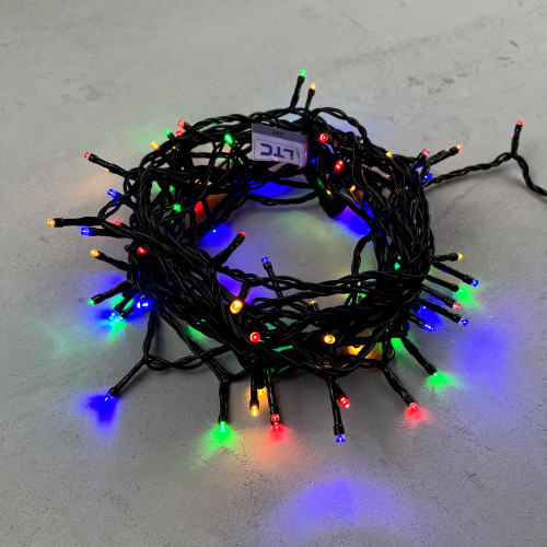 Светодиодная нить 100 разноцветных LED ламп, 10 м., 24В., черный провод ПВХ, LTC (PST100-11-1M)