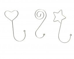 Крючки для елочных украшений Изысканные 5 см 12 шт, серебро, звезда, сердце, завиток, Kaemingk (400022)
