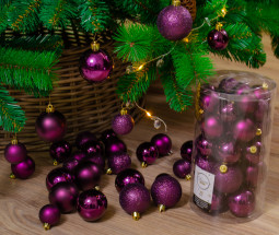 Набор пластиковых шаров Стиль mix, пурпурный, 30 шт, Kaemingk (023062)
