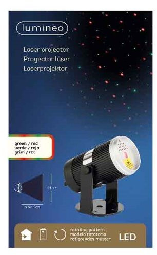 Проектор комнатный Занавес 10*9*15 см., зеленое и красное свечение, батарейки, дальность 8 м., Kaemingk (482226)