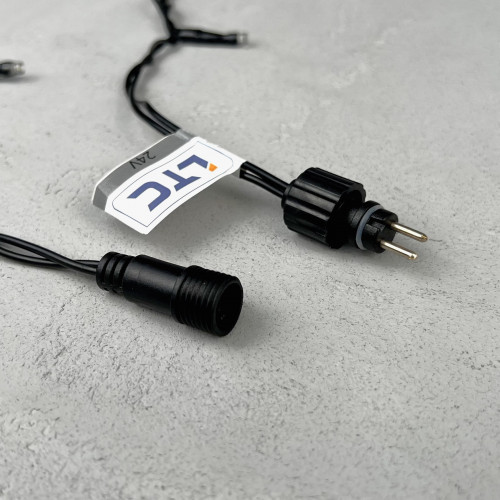 Светодиодная нить 100 красных LED ламп с мерцанием, 10 м., 24В., черный провод ПВХ, LTC (PST100BLW-11-1R)