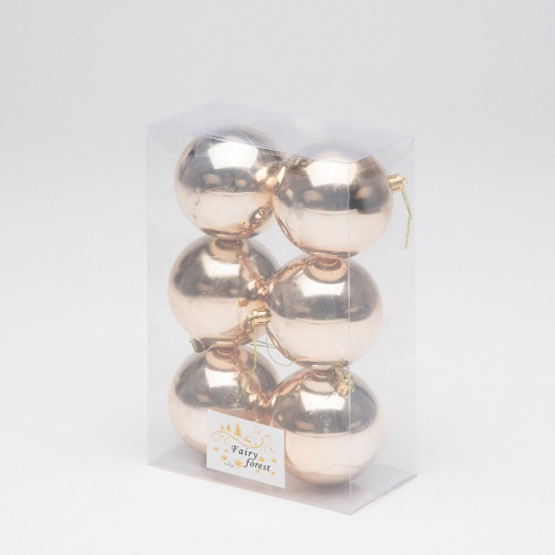 Набор пластиковых шаров Анет 80 мм., жемчужный глянцевый, 6 шт., ЕлкиТорг (150332)