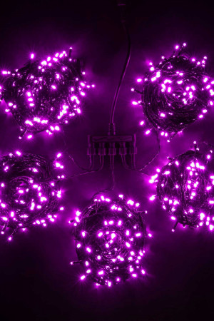Комплект гирлянды на деревья 100 м., 5 лучей по 20 м, 24V, 1000 розовых LED ламп, черный ПВХ, LTC (KDD1000-11-1P)