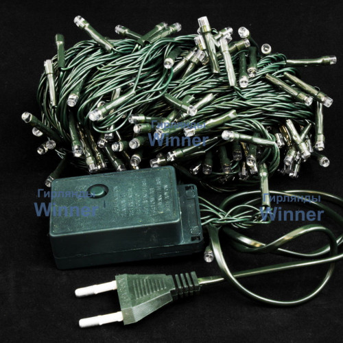 Светодиодная нить 26 м., 220V, 400 разноцветных LED ламп, контроллер, черный провод, Winner (m.01.5B.400-)