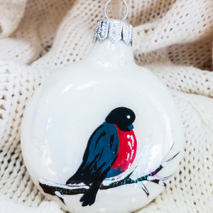 Елочное украшение Медальон снегирь 7 см., Батик (ФУ-61122)