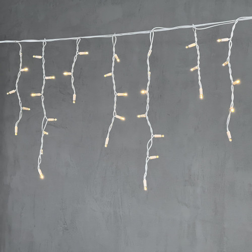Светодиодная бахрома с колпачком 3,1*0,5 м., 120 теплых белых LED ламп, каучуковый белый провод, LTC (LL120-8-2WW)