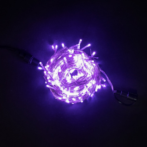 Светодиодная гирлянда с возможностью динамики 20 м., 200 лиловых LED ламп, 24V., прозрачный силиконовый провод, IP65, Beauty Led (EST200-3W10-1L)