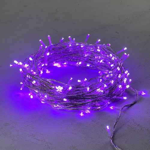 Светодиодная гирлянда с возможностью динамики 20 м., 200 лиловых LED ламп, 24V., прозрачный силиконовый провод, IP65, Beauty Led (EST200-3W10-1L)