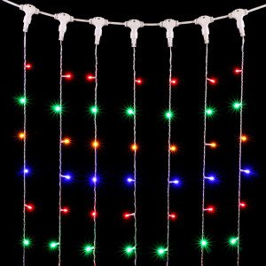 Светодиодный занавес 2*3 м., 600 разноцветных LED ламп, прозрачный провод ПВХ, LTC (PCL602-10-2M)