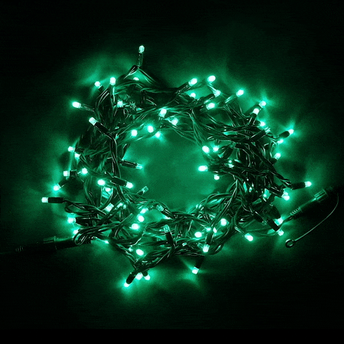 Светодиодная гирлянда Sealed мерцающая 10 м., 220V., 100 зеленых LED ламп, черный каучук, Beauty Led (LL100BL-1-2G) в Санкт-Петербурге