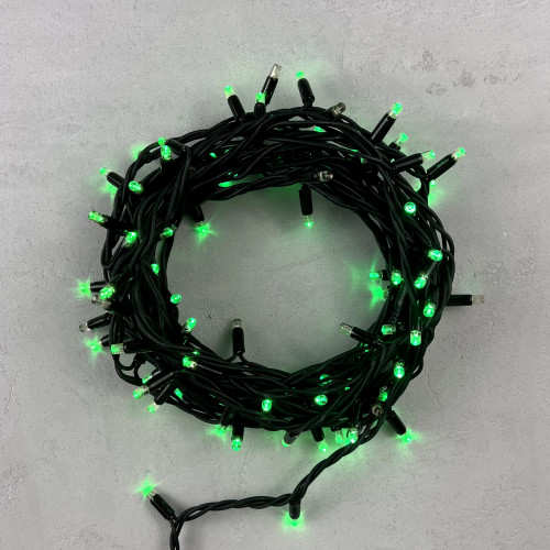 Светодиодная гирлянда Sealed мерцающая 10 м., 220V., 100 зеленых LED ламп, черный каучук, Beauty Led (LL100BL-1-2G) в Санкт-Петербурге