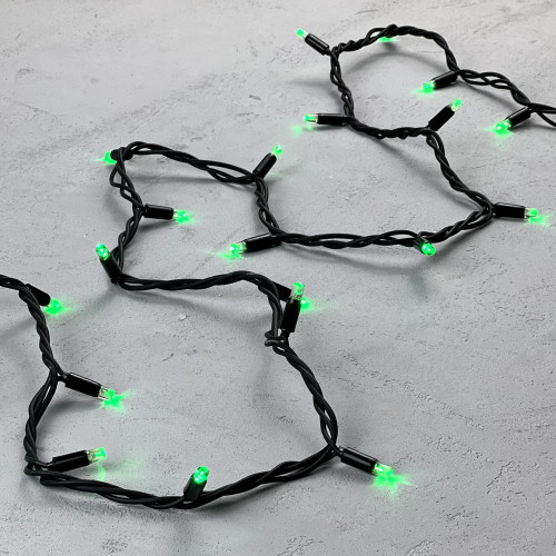 Светодиодная гирлянда Sealed мерцающая 10 м., 220V., 100 зеленых LED ламп, черный каучук, Beauty Led (LL100BL-1-2G) в Санкт-Петербурге