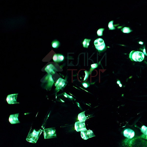 Светодиодная гирлянда Sealed мерцающая 10 м., 220V., 100 зеленых LED ламп, черный каучук, Beauty Led (LL100BL-1-2G)