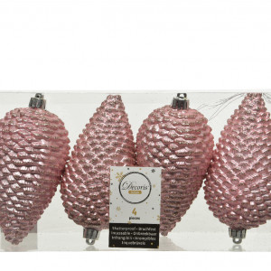 Пластиковая елочная игрушка Шишка розовая 12 см., 4 шт, Kaemingk (028523)