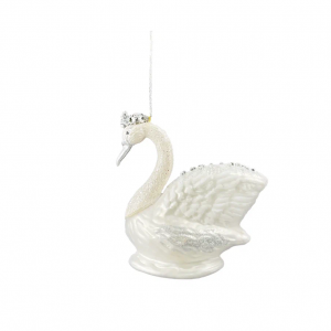 Елочное украшение Царская лебедушка 9,5 см., стекло, Christmas DeLuxe (87894)