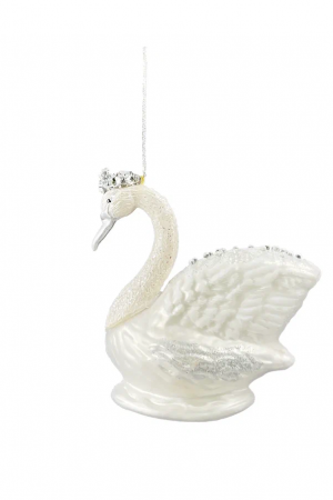 Елочное украшение Царская лебедушка 9,5 см., стекло, Christmas DeLuxe (87894)