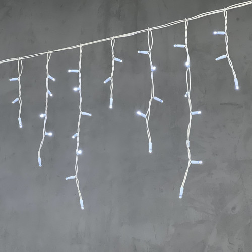 Светодиодная бахрома с колпачком 3,1*0,5 м., 120 белых LED ламп, каучуковый белый провод, LTC (LL120-8-2W)