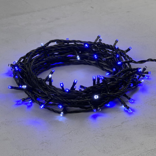 Светодиодная нить 100 синих LED ламп с мерцанием, 10 м., 24В., черный провод ПВХ, LTC (PST100BLW-11-1B)
