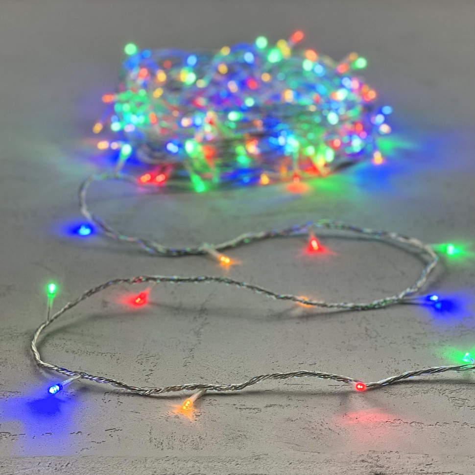 Светодиодная гирлянда с возможностью динамики 20 м., 200 разноцветных LED ламп, 24V., прозрачный силиконовый провод, IP65, Beauty Led (EST200-3W10-1M)